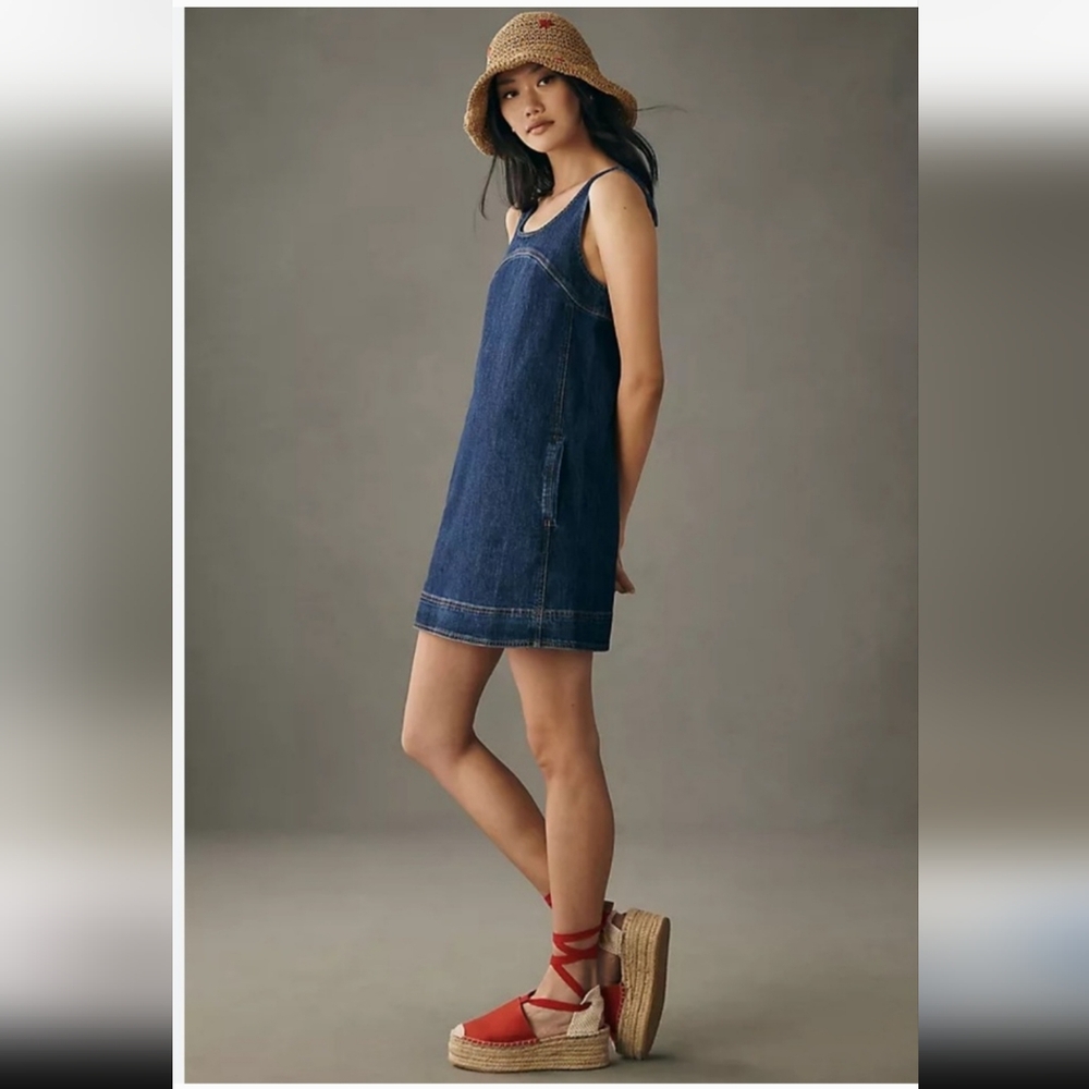 Anthropologie Pilcro Dark Indigo Shift Denim Mini Dress